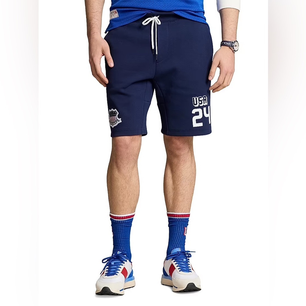 Polo Ralph Lauren Double-Knit Shield Patch Athletic Shorts $110